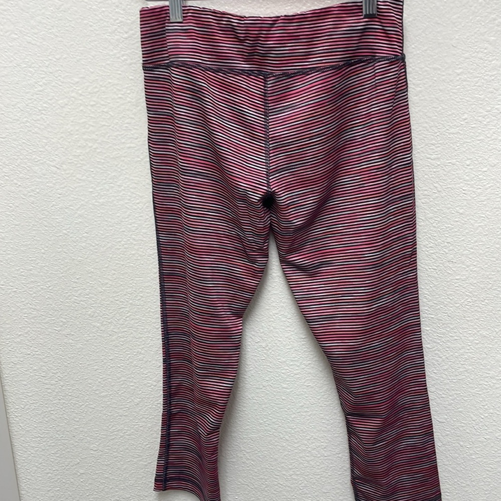 RBX Women’s Large Pink and Black Striped Capri Leggings - Picture 2 of 8